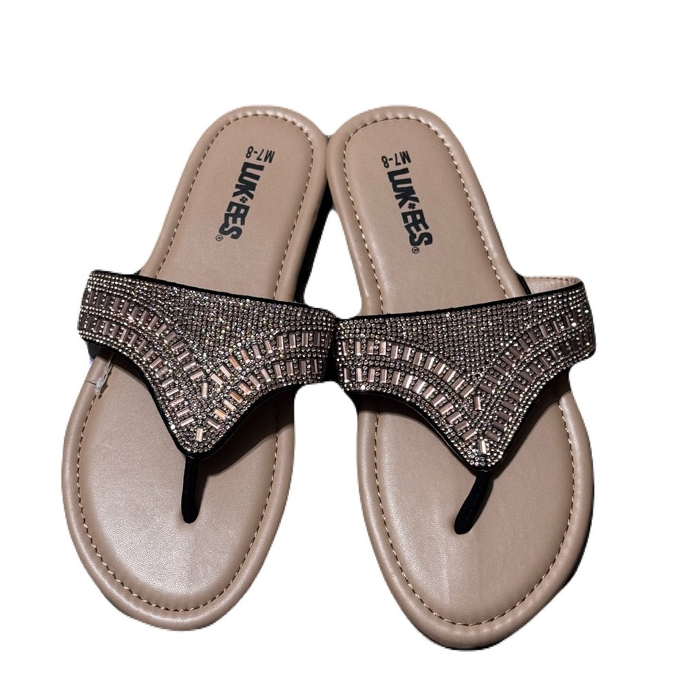 LUKEES by MUK LUKS Women's Island Tiki Sandals in Tan & Pink